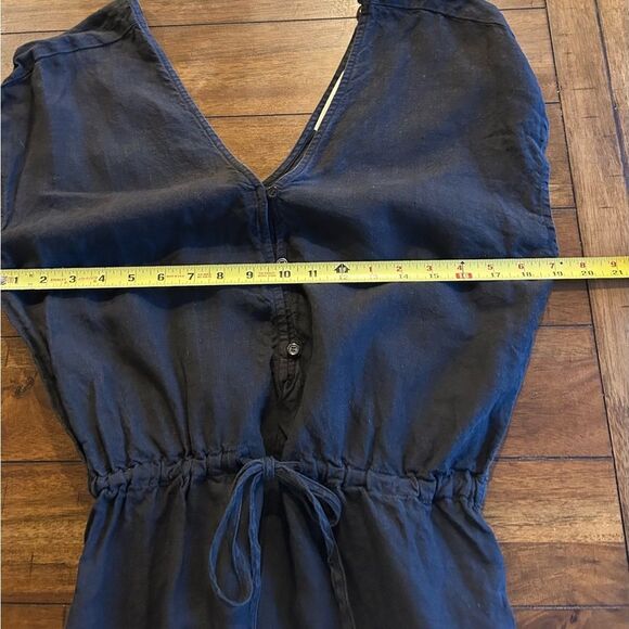 Cloth & Stone Black 100% Linen Short Sleeve Jumpsuit Size Medium Style C6239 - Picture 11 of 12